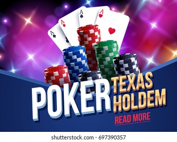 illustration of casino chips, cards and place for text poker club texas holdem