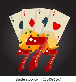 illustration for a casino with dices, cards
