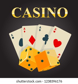 illustration for a casino with dices, cards