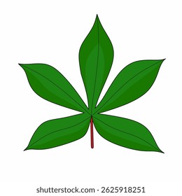 illustration of a cassava leaf. cassava leaf isolated on white background. cassava leaf illustration. cassava leaf vektor
