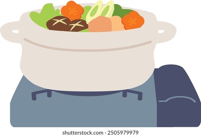 Illustration of cassette stove and pot dish