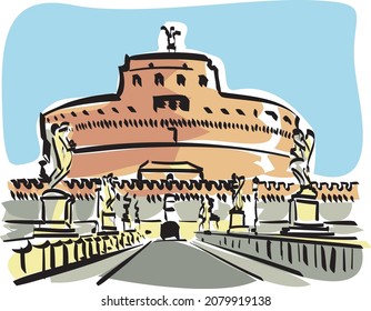 Illustration of the Castel Sant'Angelo in Rome.