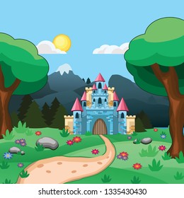 Illustration of a castle with background