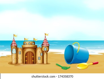 Illustration of a castle at the beach
