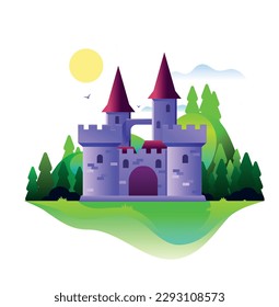 Illustration of a castle during the day