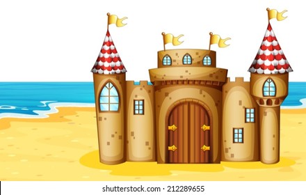 Ilustración de un castillo en la playa