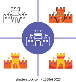 Illustration of Castle Sand element with different design style.