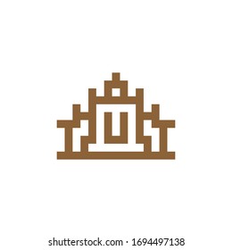 Illustration of castle,palace or temple with U letter for logo design in vector illustration