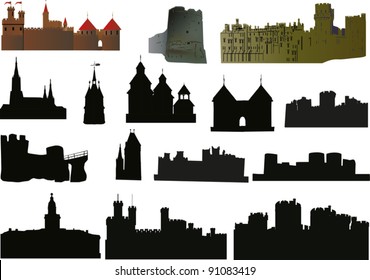 illustration with castles and towers collection