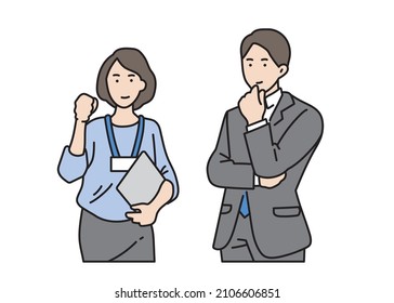 Illustration of casual male  female business person