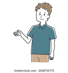 Illustration of a casual man guiding