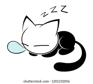 Illustration of cat action logo on white background. Animal vector of isolated cute cat icon.