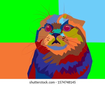 illustration of cat, animal vector, wpap