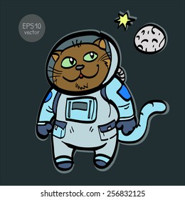 illustration cat astronaut