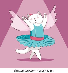 Illustration "Cat ballerina". Cat in a suit with wings.