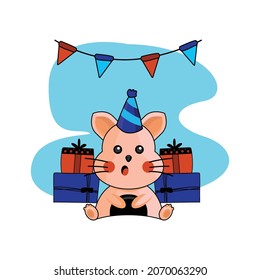 Illustration cat birthday design character