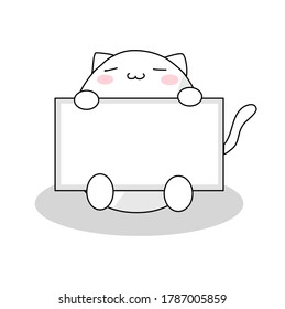 Illustration of cat with blank sign
