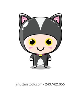 The Illustration of Cat Character Black White
