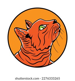 illustration of a cat in a circular frame for cover, profile, t shirt