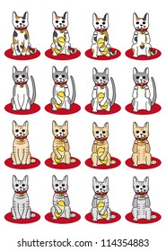 Illustration of cat coat color variety