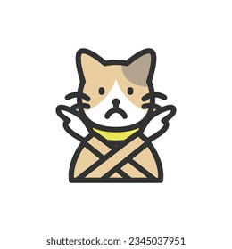 Illustration of a cat crossing hands and doing NG pose