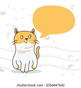 Illustration cat cute with speech bubbles. Animal background