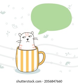 Illustration cat cute with speech bubbles