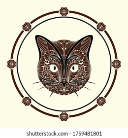 ilustración de un gato con un estilo decorativo