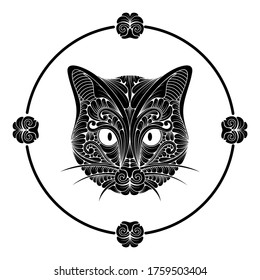 ilustración de un gato con un estilo decorativo