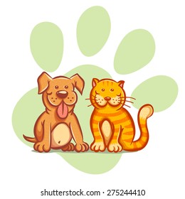 Illustration of a cat and dog