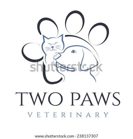 Illustration of cat and dog, for veterinary clinic. Vector