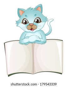 Illustration of a cat with an empty template on a white background
