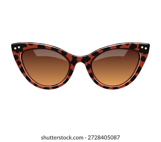 Una ilustración de gafas de sol de ojo de gato con un diseño de impresión de leopardo, perfecto para un look de verano de moda.