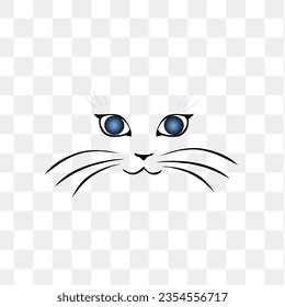 Illustration of cat eyes and whiskers without background 