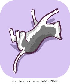 Illustration Of A Cat Falling Over On The Floor, Twitching And Shaking Its Body Having Seizure