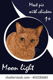Illustration of cat food packaging. It can be used for any cat products: vitamins, shampoo, toys, or other desired accessory for your pet