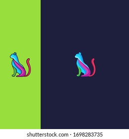 illustration cat, fullcolor logo cat