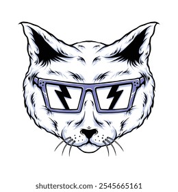 Ilustración de un gato con gafas