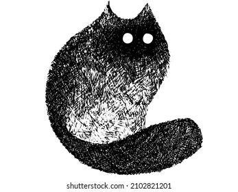Ilustración del gato dibujado a mano aislado sobre fondo blanco