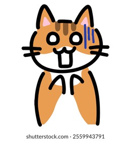 Illustration of a cat with a hand-drawn expression of shock