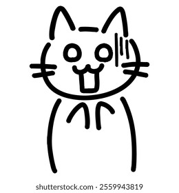 Illustration of a cat with a hand-drawn expression of shock