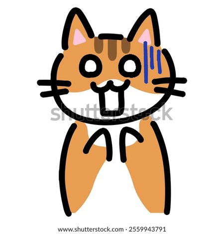 Illustration of a cat with a hand-drawn expression of shock
