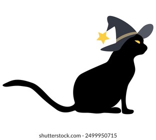 Illustration of a cat in a hat, Halloween design