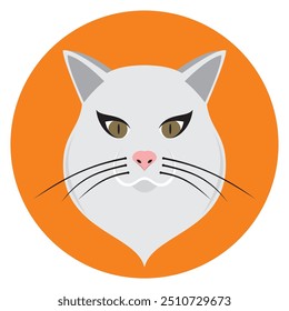 Illustration of cat head, vector, and digital art.