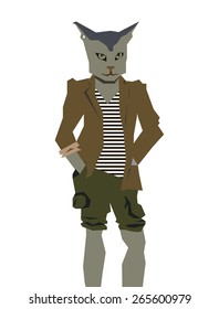 Illustration of cat hipster