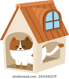 illustration of cat and house on the white background