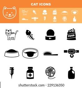 illustration of cat icon set vector