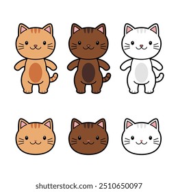 illustration of cat image with 3 different colors vector style