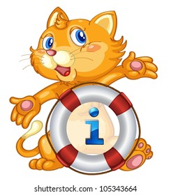 Illustration of a cat with information sign