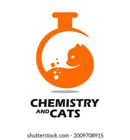 illustration of cat logo in chemical solution